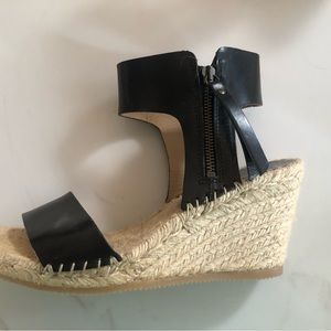 Garnet Hill Black Leather & Jute Sandals